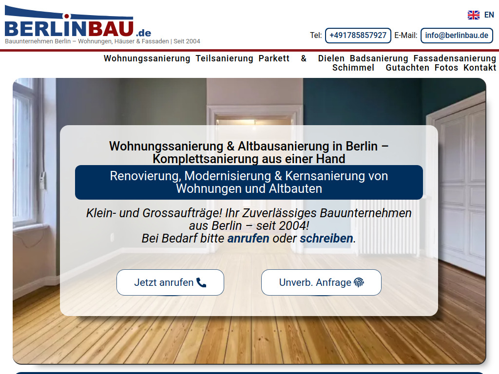 Website von Bebo Berlin Bau GmbH in Berlin