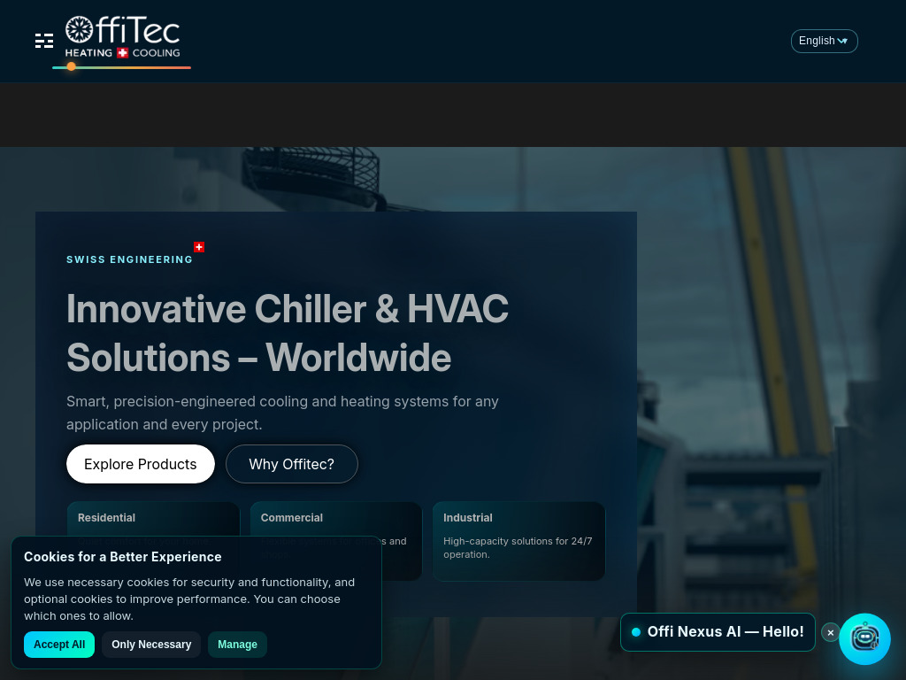 Website von OffiTec Heating & Cooling in Muttenz