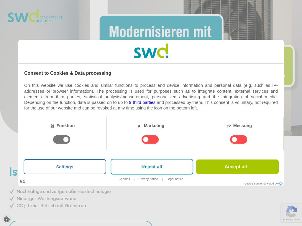 Website von Stadtwerke Düren GmbH in Düren