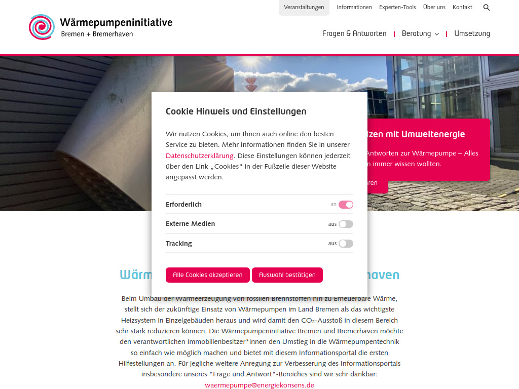 Website von Bremer Energie-Konsens GmbH in Bremen