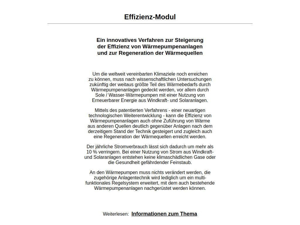 Website von Effizienz-Modul.de - Optimierung von Wärmepumpenanlagen in Braunschweig
