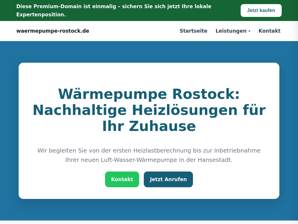 Website von Wärmepumpe Rostock: Effiziente Heiztechnik vom Fachbetrieb in Musterstadt