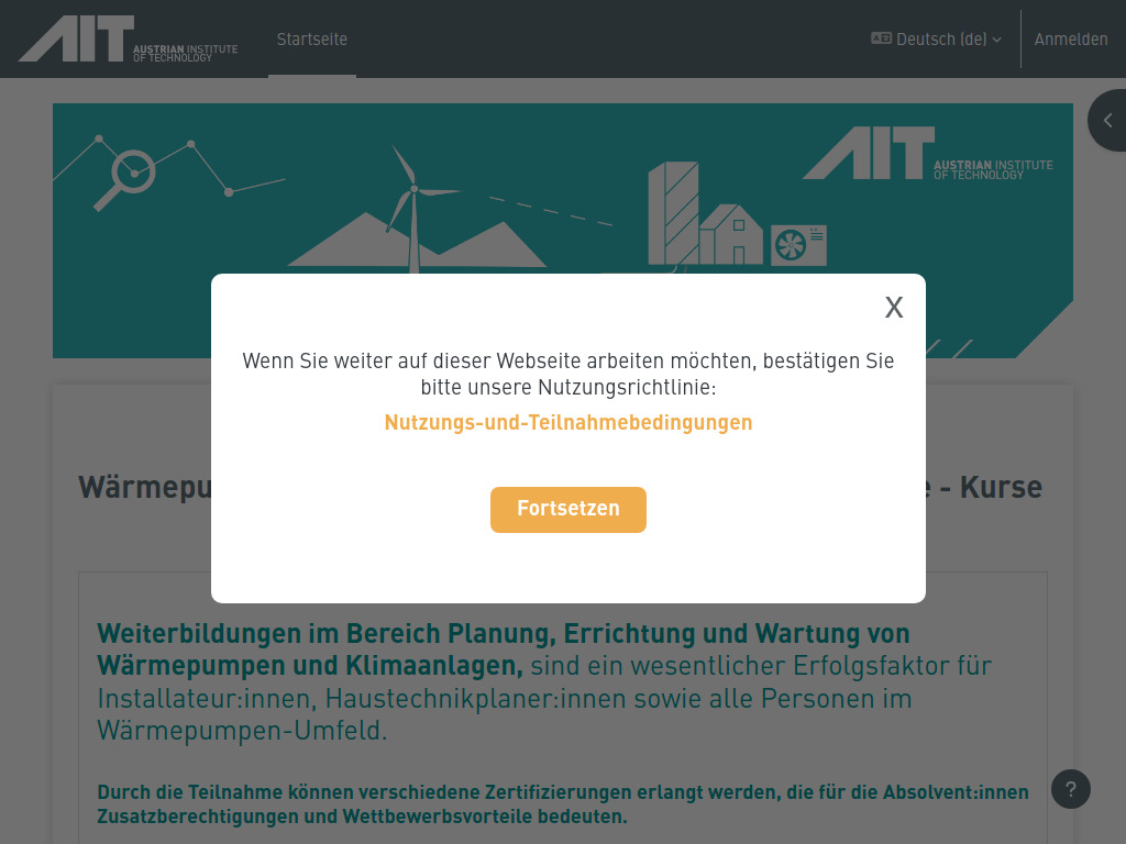 Website von Startseite