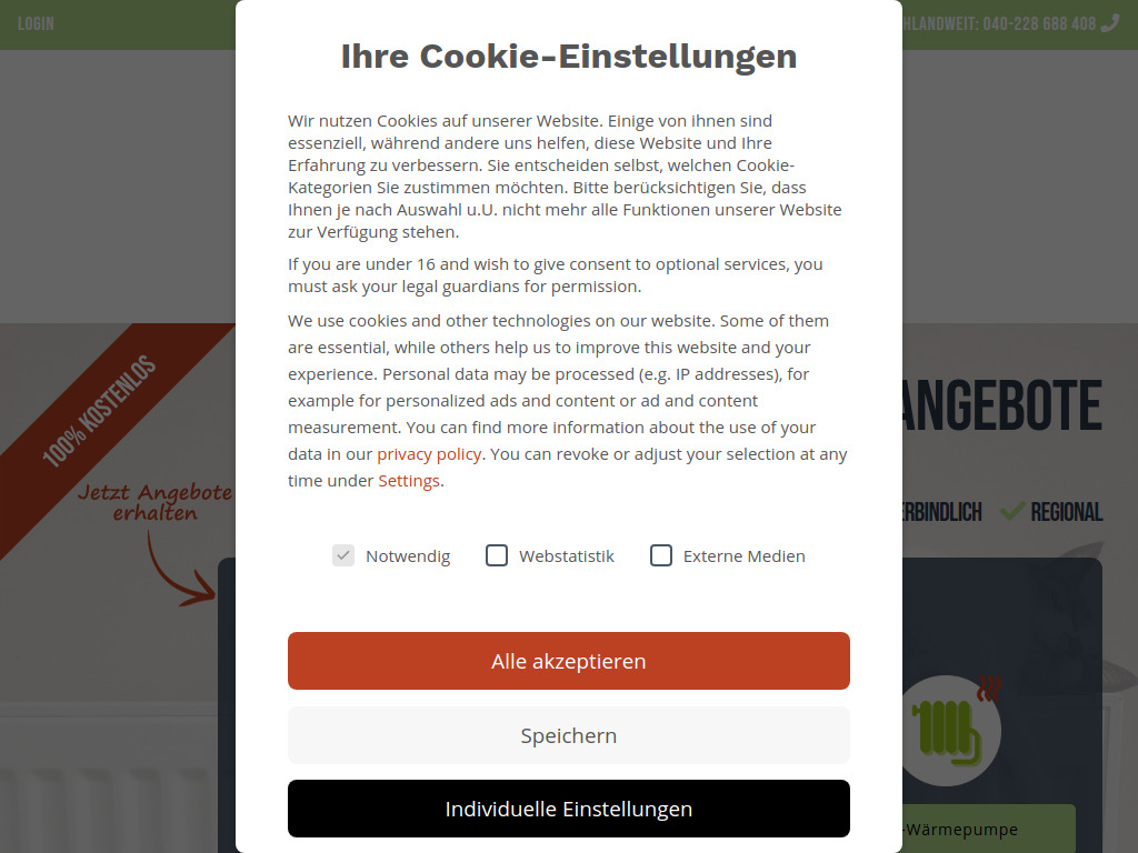 Website von ProfisDirekt GmbH in Hamburg