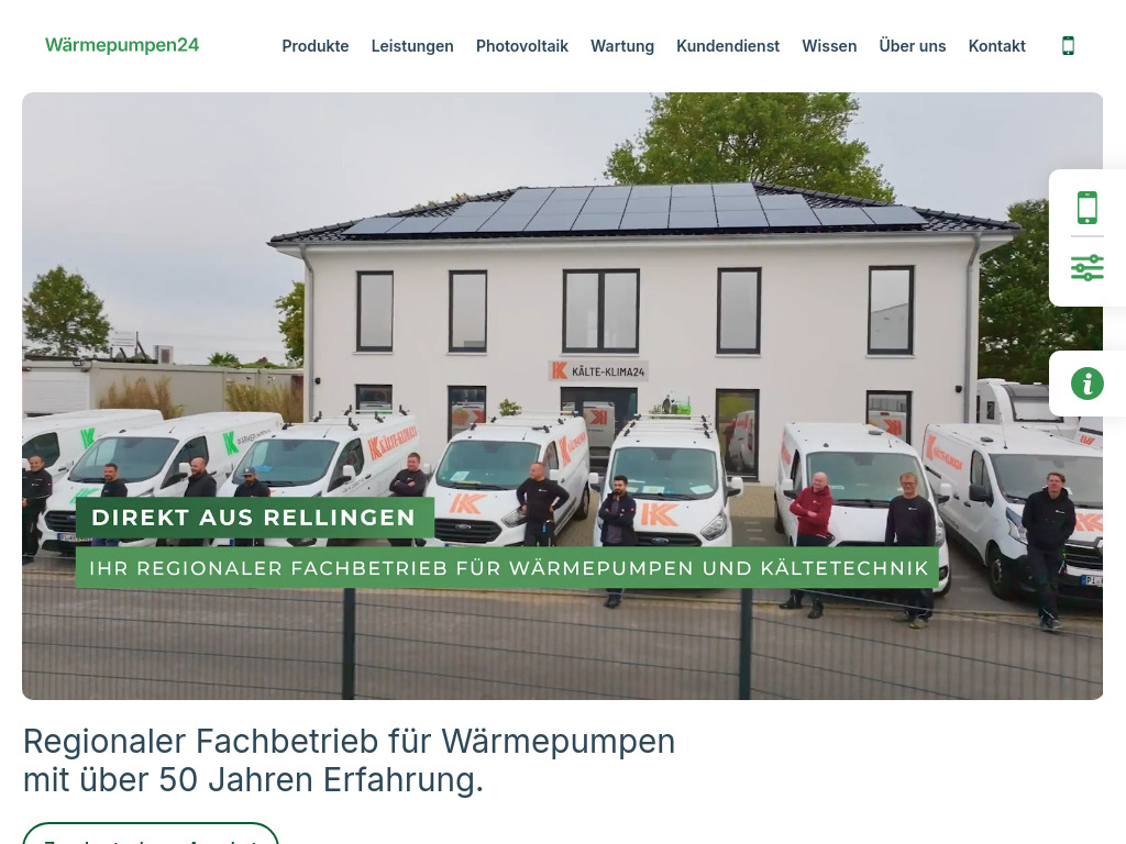 Website von Kälte-Klima24 GmbH in Rellingen