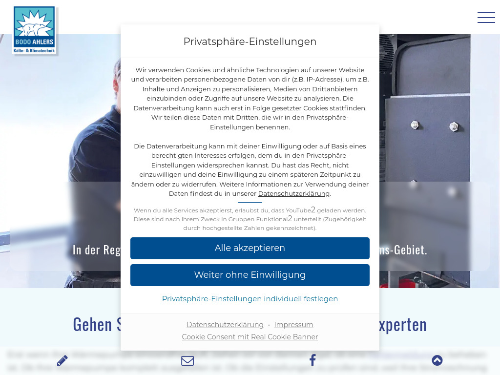 Website von Bodo Ahlers Kälte- & Klimatechnik in Wiefelstede