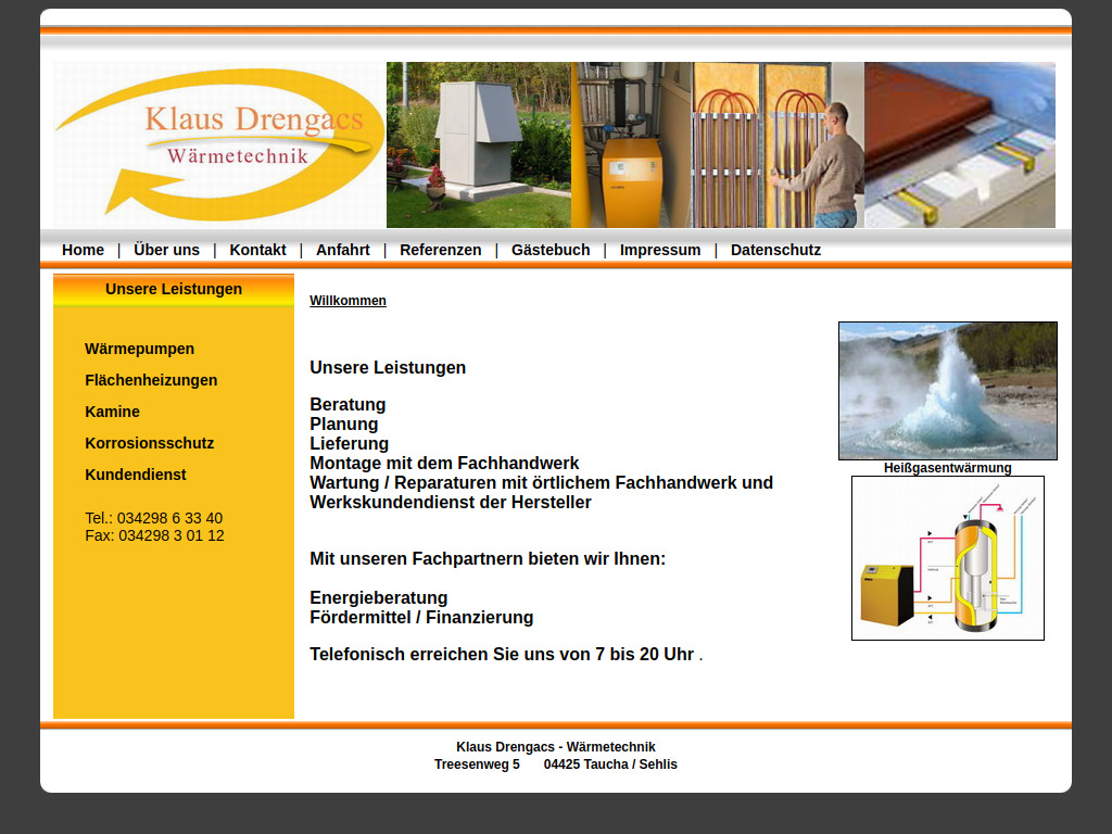 Website von Klaus Drengacs - Wärmetechnik in Taucha