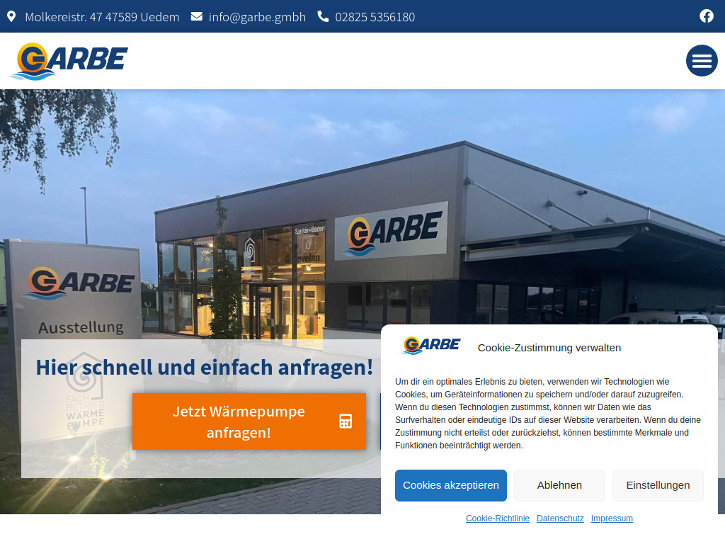 Website von Garbe GmbH in Uedem