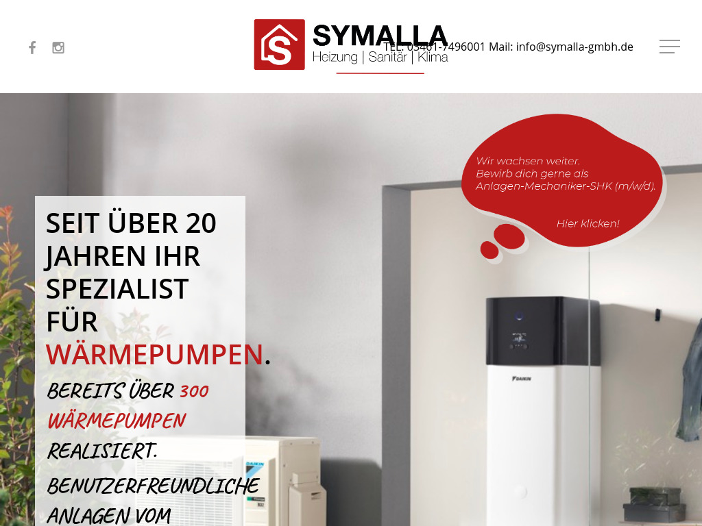 Website von Symalla GmbH in Schkopau