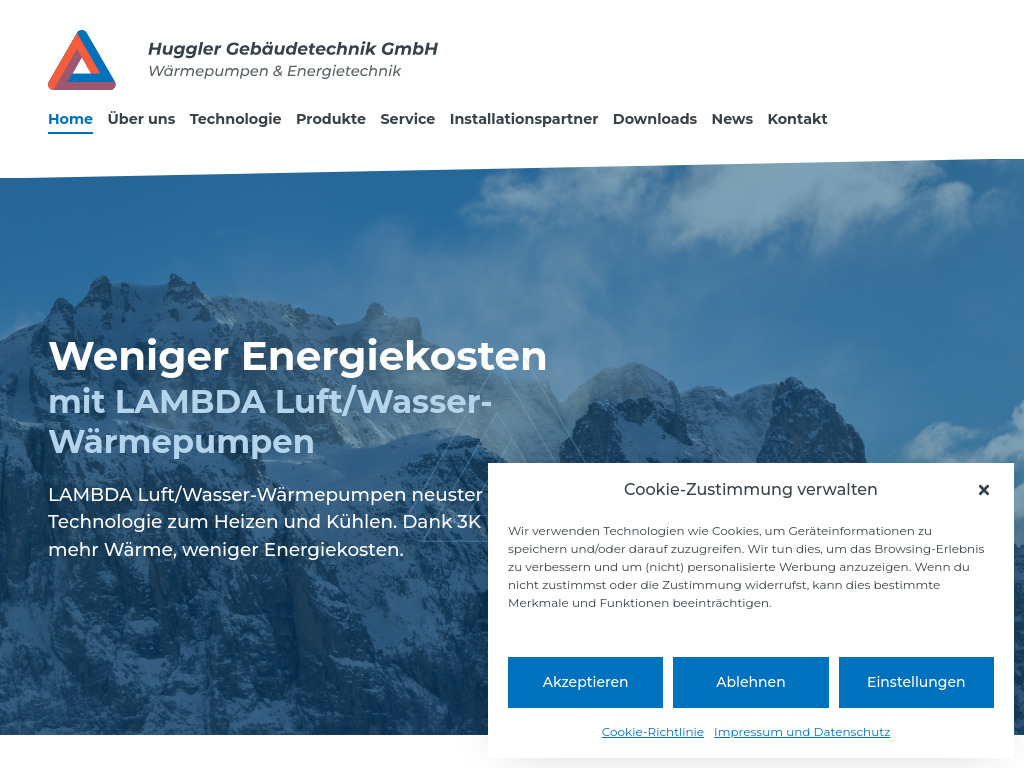 Website von Huggler Gebäudetechnik GmbH in Au SG