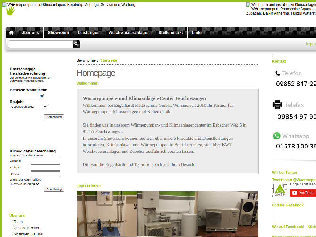 Website von Engelhardt Kälte Klima GmbH in Feuchtwangen