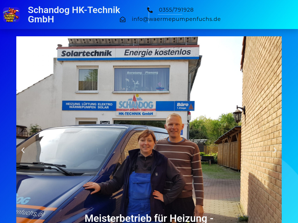 Website von Schandog HK-Technik GmbH in Cottbus