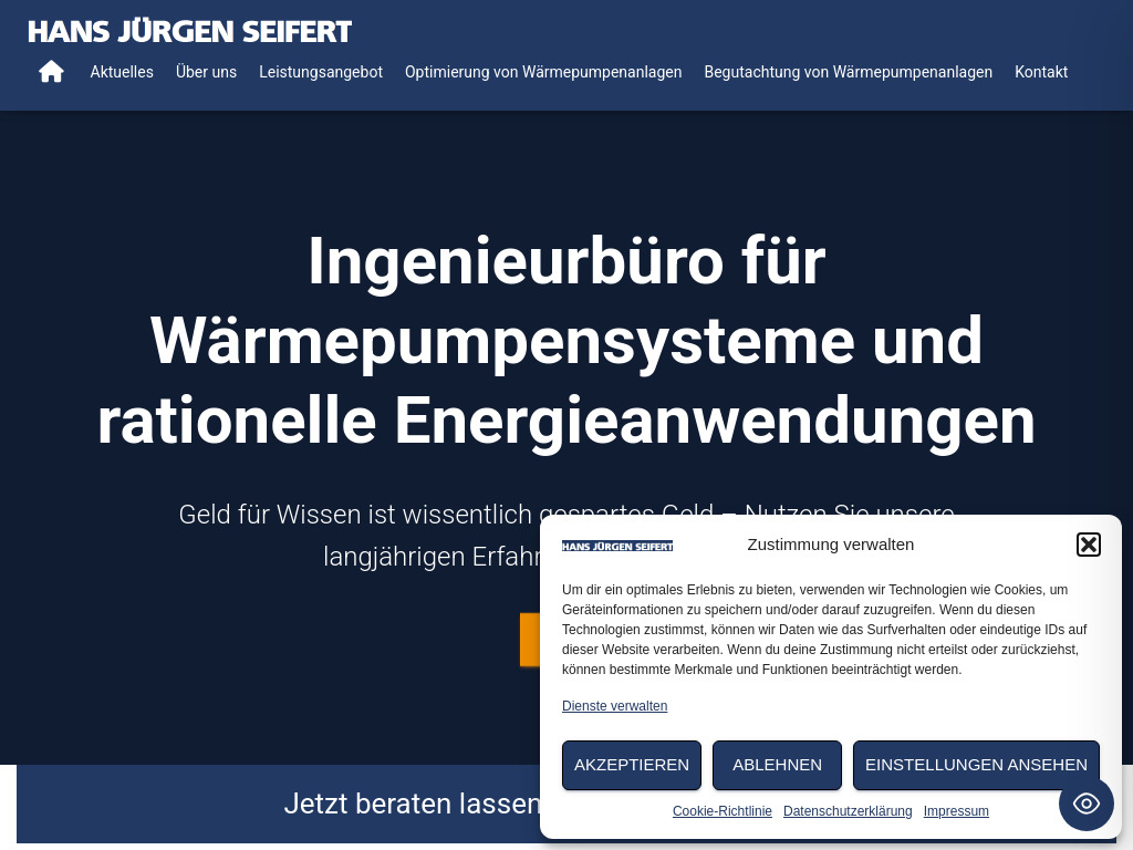 Website von IBW-Seifert Ingenieurbüro für Wärmepumpensysteme und rationelle Energieanwendungen in Lößnitz