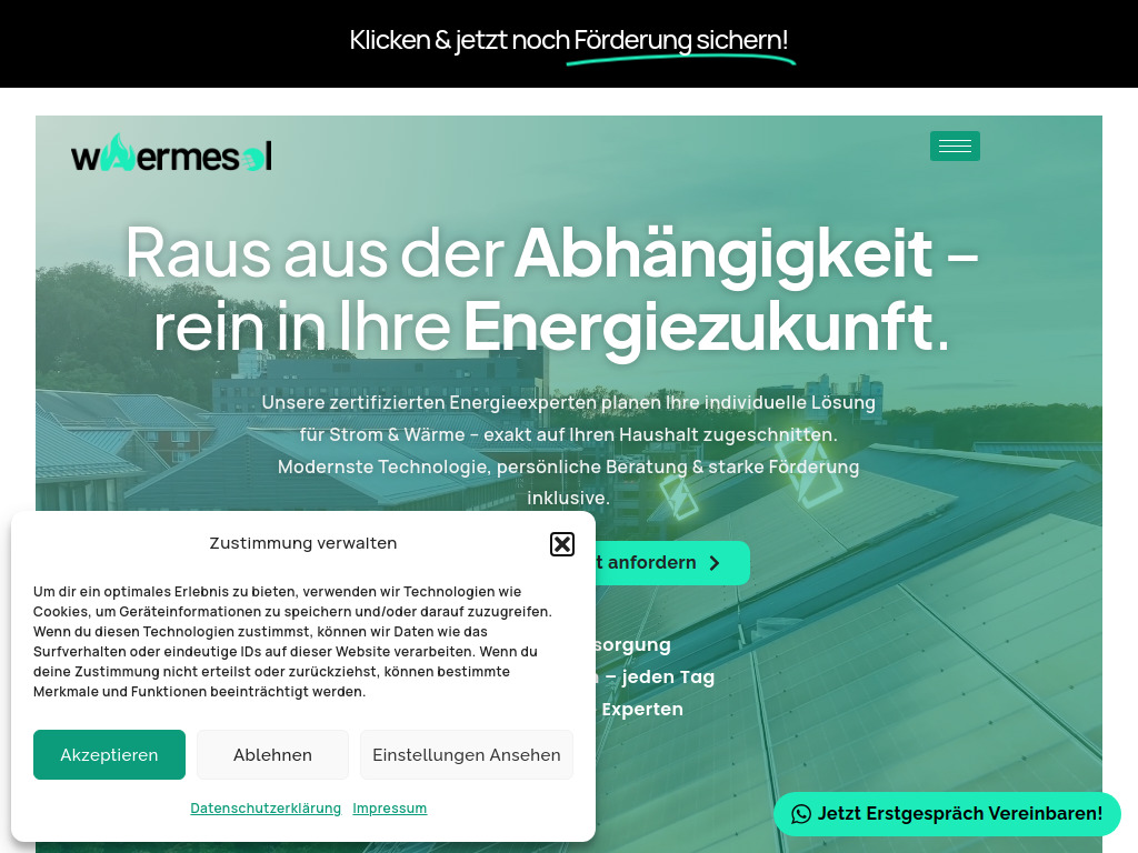 Website von WaermeSol GmbH in Aschaffenburg