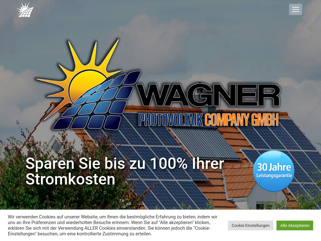 Website von Wagner Photovoltaik Company GmbH in Höheischweiler