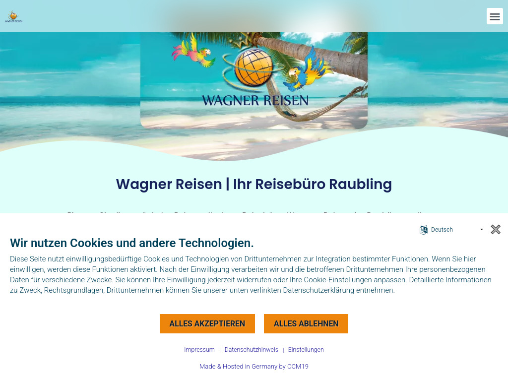 Website von Wagner Reisen in Raubling