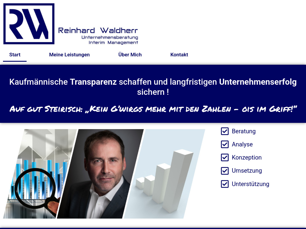 Website von Unternehmensberatung Mag.(FH) Reinhard Waldherr in Schäffern
