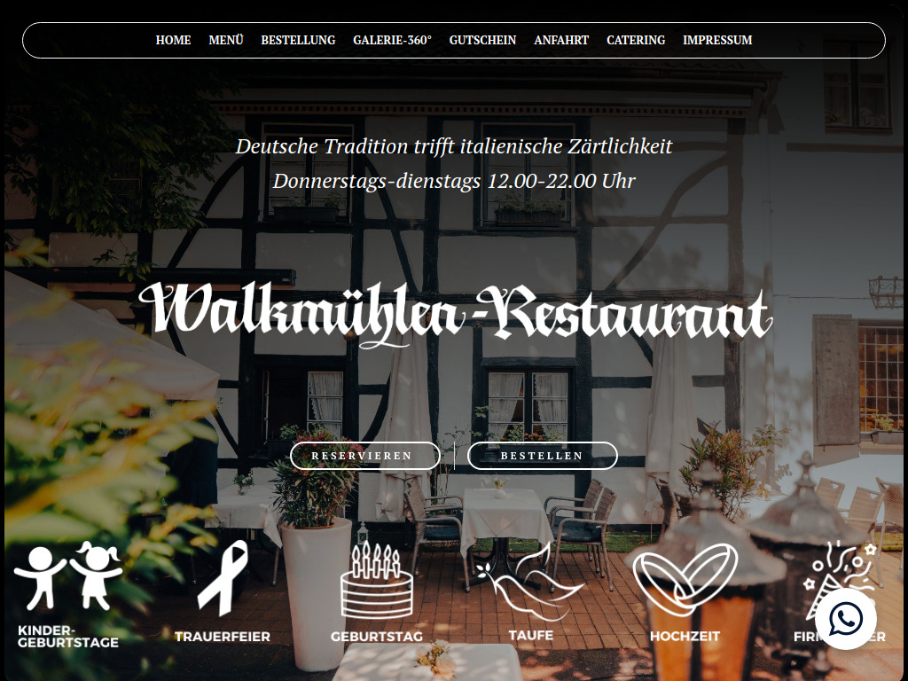Website von Restaurant Walkmühle in Mülheim an der Ruhr