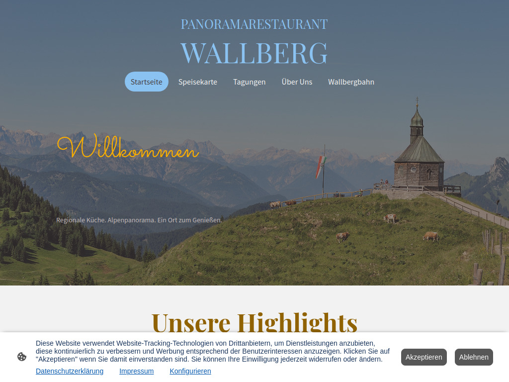 Website von Wallberg Restaurant in Rottach-Egern