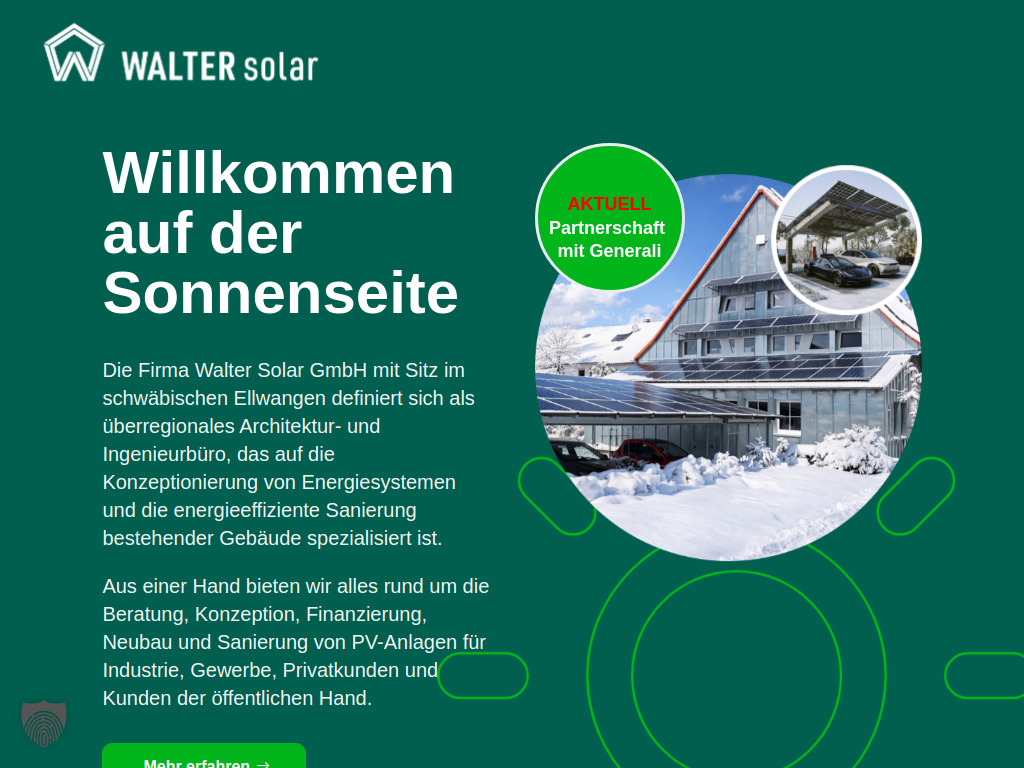 Website von Walter Solar GmbH in Ellwangen