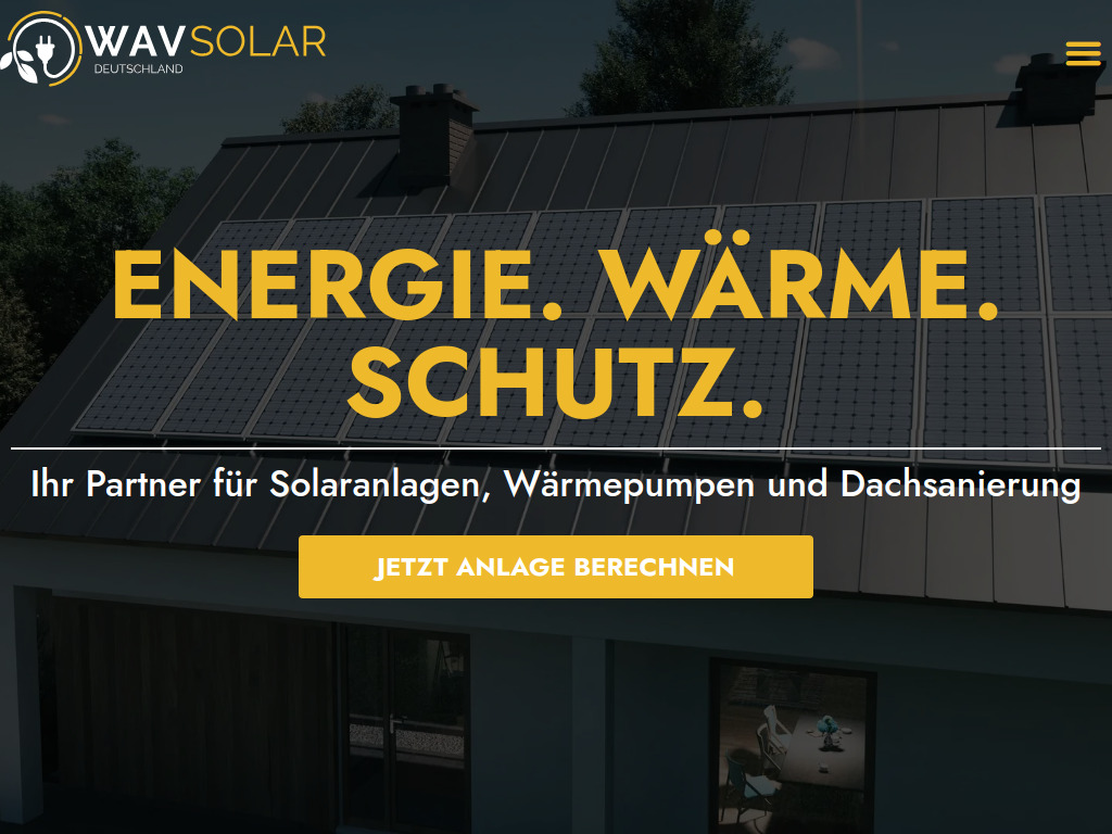 Website von WAV Solar Deutschland GmbH in Baden-Baden