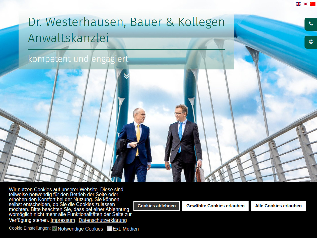 Website von Rechtsanwälte Dr. Westerhausen, Bauer & Kollegen in Chemnitz