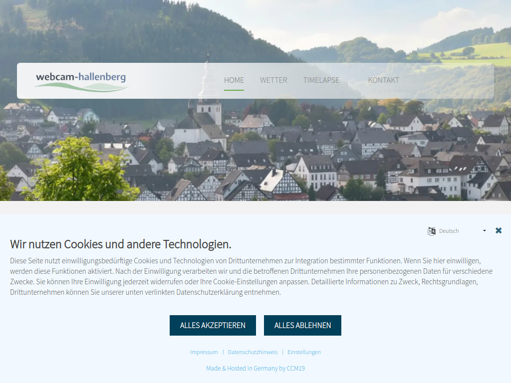 Website von Webcam Hallenberg in Hallenberg