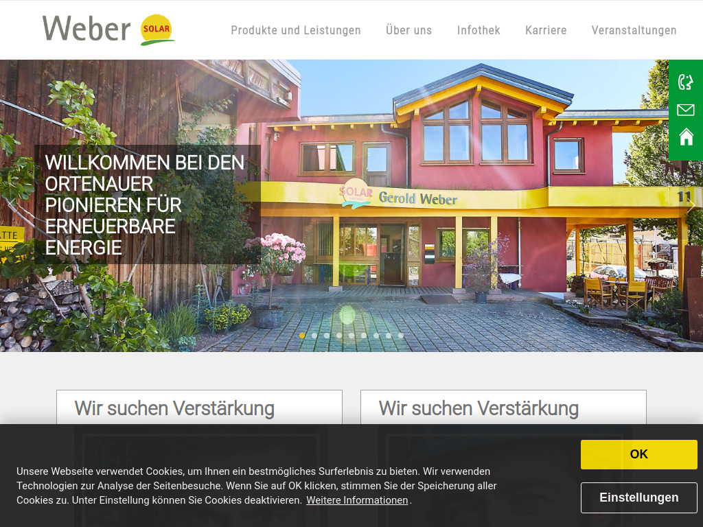 Website von Gerold Weber Solartechnik GmbH in Achern-Mösbach