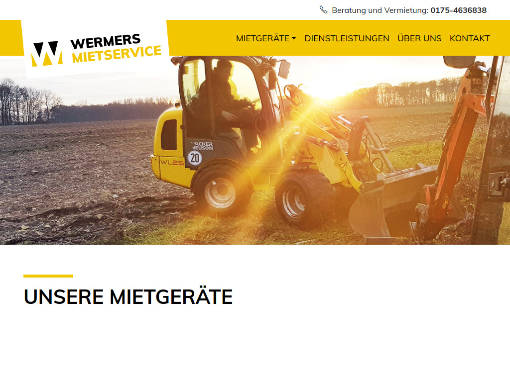 Website von Wermers Mietservice in Emsdetten