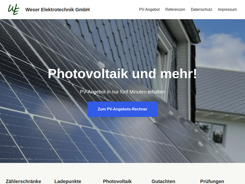 Website von Weser Elektrotechnik GmbH in Achim
