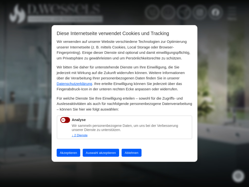 Website von D.Wessels Installateur und Heizungsbaumeister in Lotte