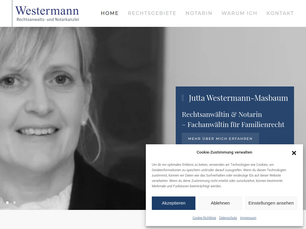 Website von Westermann Rechtsanwalts- und Notarkanzlei in Sögel