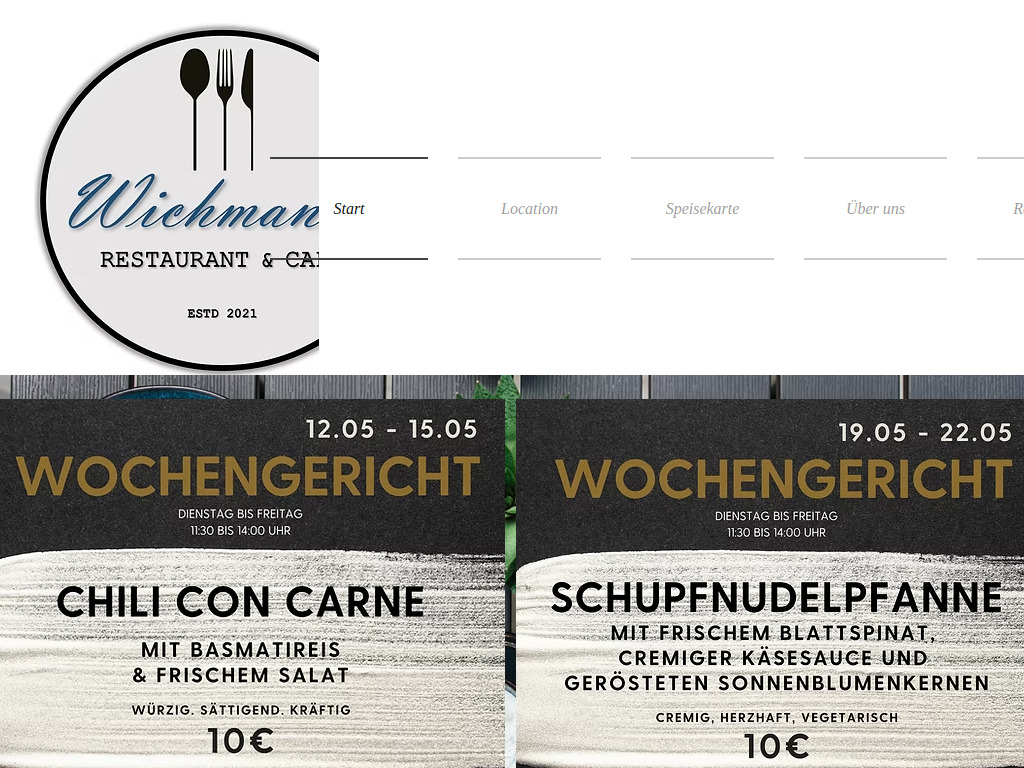 Website von Wichmanns Restaurant & Café in Neubrandenburg