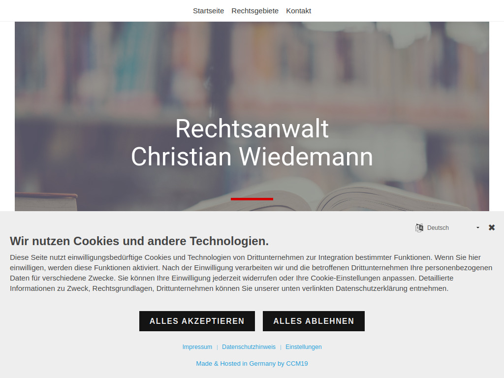 Website von Rechtsanwalt Christian Wiedemann in Oelsnitz