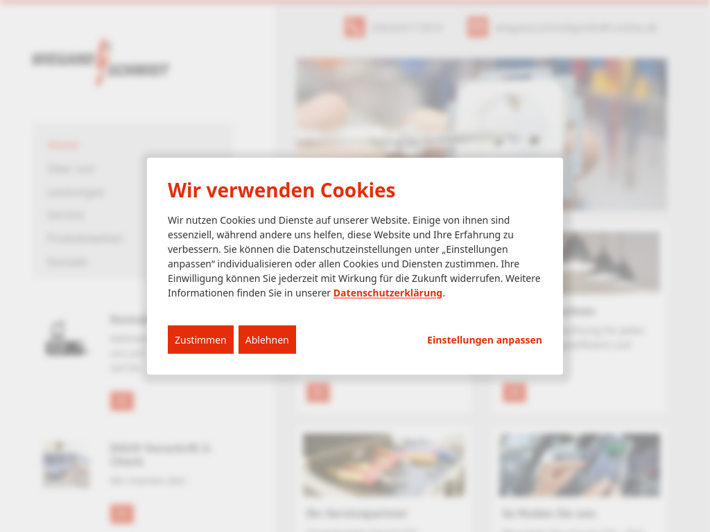 Website von Wiegand & Schmidt - Elektro- und Bauelemente
