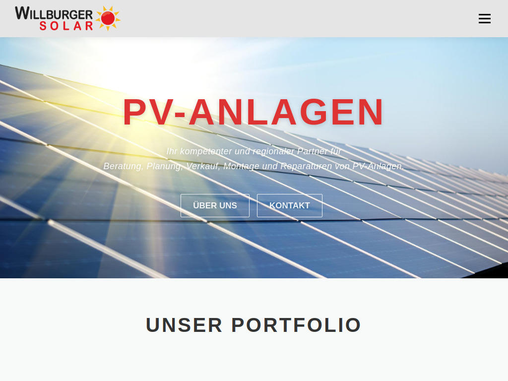 Website von Willburger Solar in Berkheim