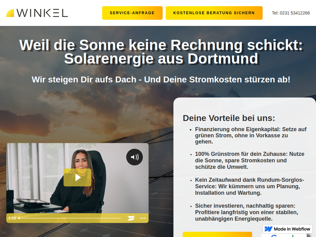 Website von Winkel Photovoltaik GmbH in Dortmund
