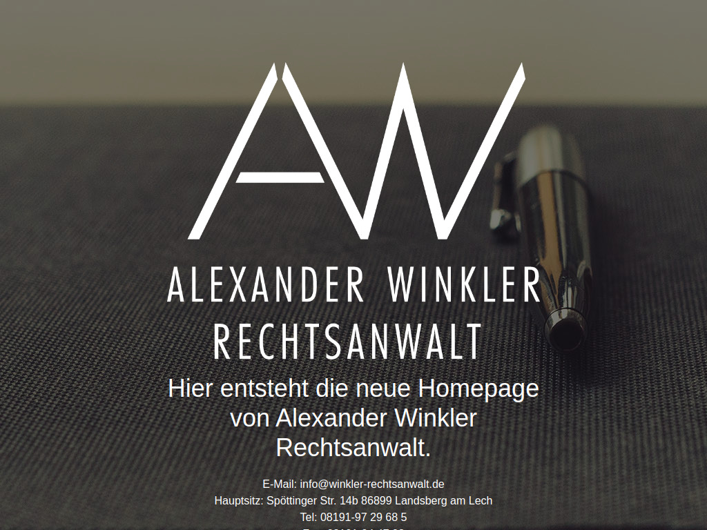 Website von Alexander Winkler Rechtsanwalt in Landsberg am Lech
