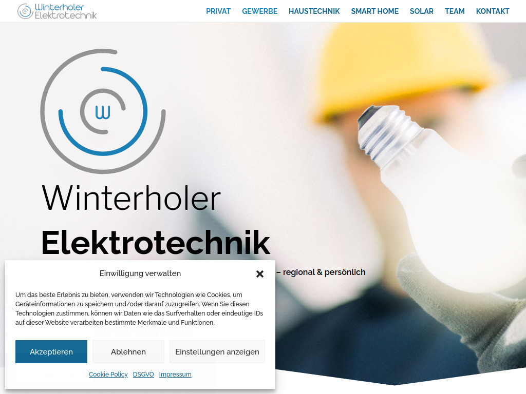 Website von Winterholer Elektrotechnik in Bielefeld