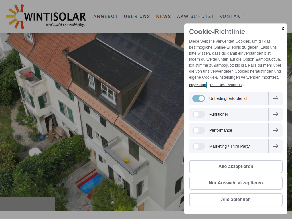Website von Genossenschaft Wintisolar in Winterthur