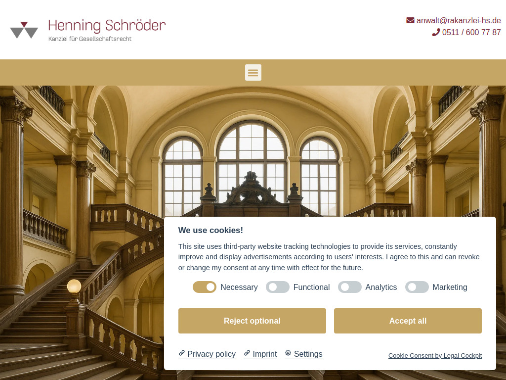 Website von Rechtsanwaltskanzlei Henning Schröder in Hannover