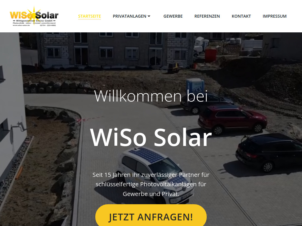 Website von WiSo Solar GmbH in Bad Laasphe