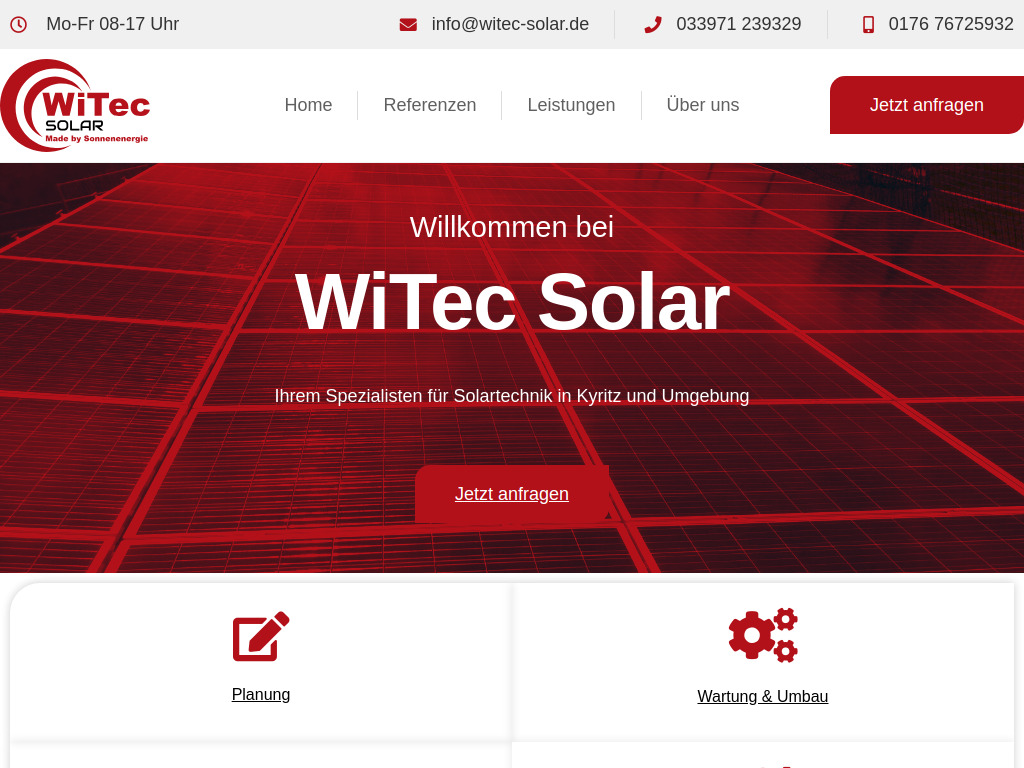 Website von WiTec Solar UG in Kyritz