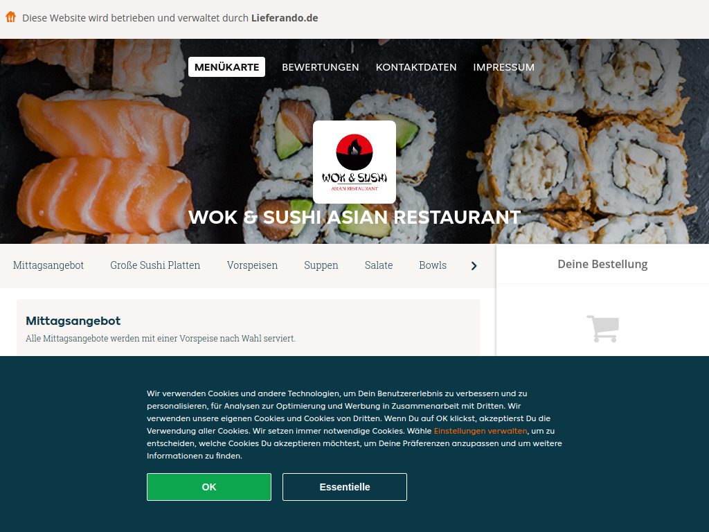 Website von Wok & Sushi Asian Restaurant - Essen online bestellen in Bad Nauheim in Bad Nauheim