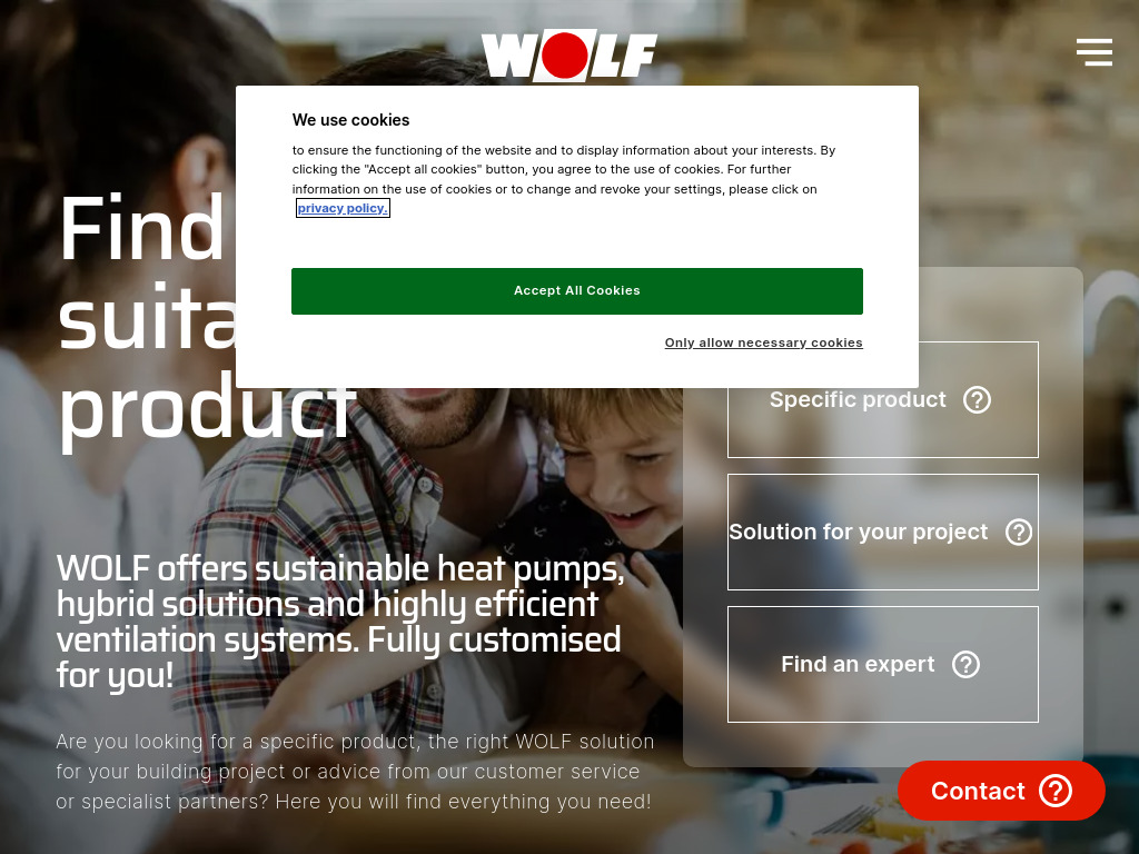 Website von WOLF GmbH in Mainburg