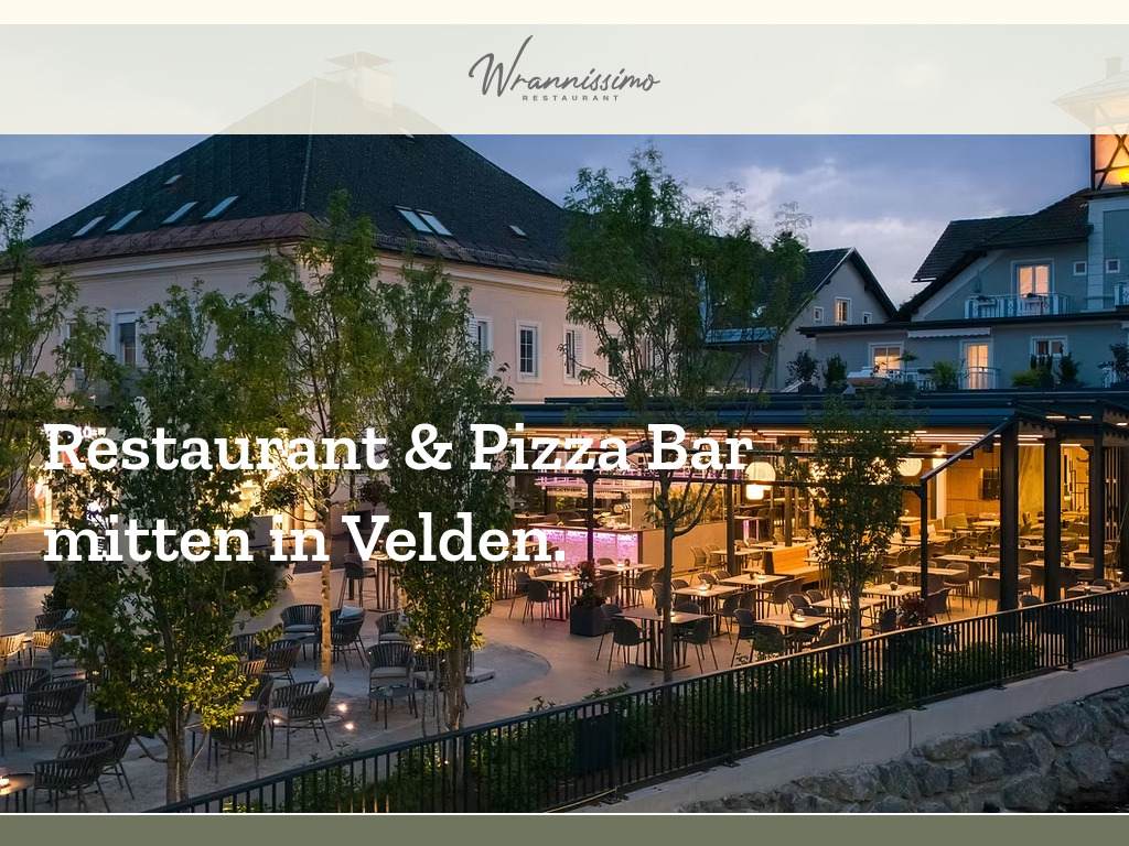Website von Wrannissimo Restaurant in Velden am Wörthersee
