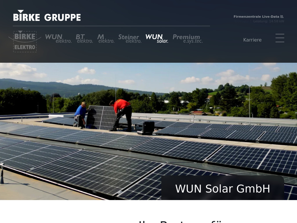 Website von WUN Solar GmbH in Wunsiedel