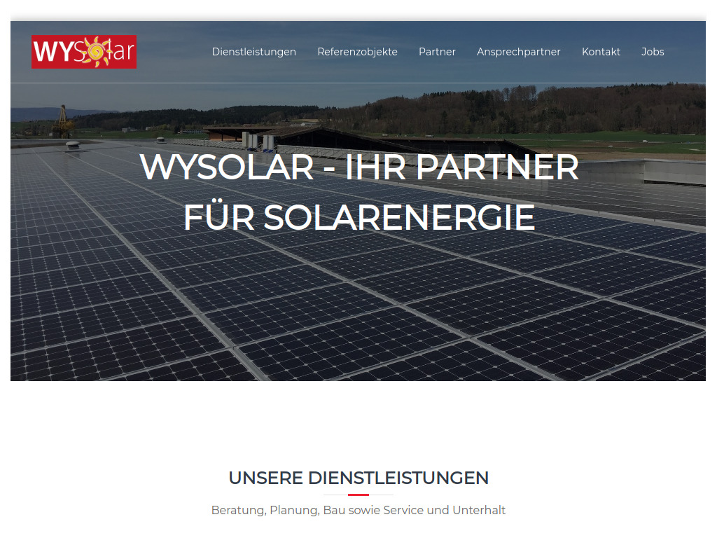 Website von WYSolar GmbH in Muhen