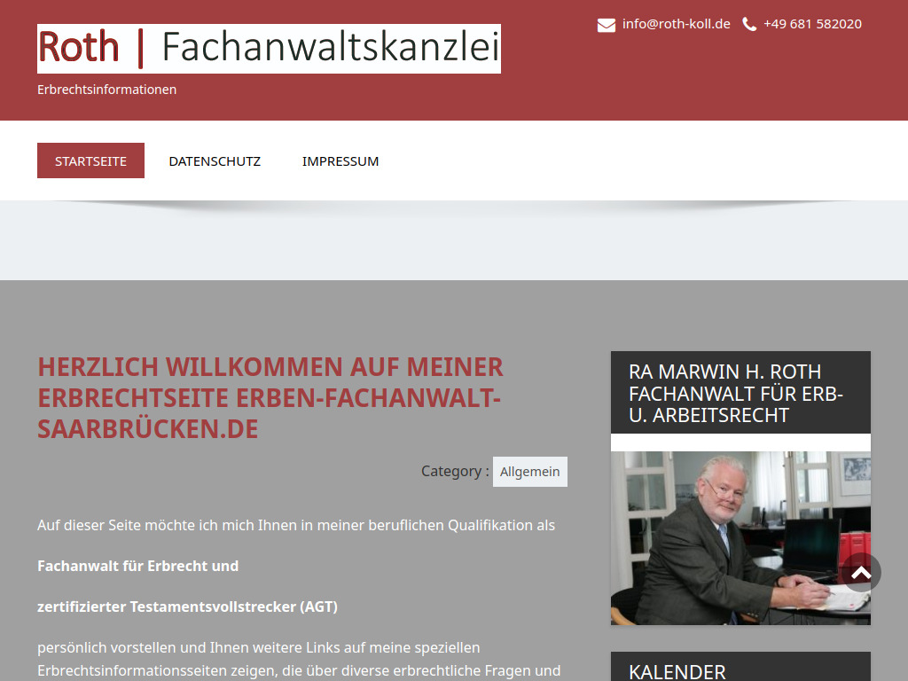 Website von Rechtsanwaltskanzlei Marwin H. Roth in Saarbrücken