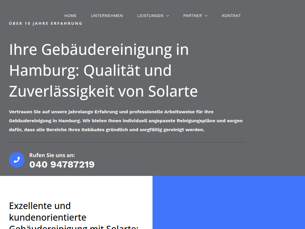 Website von Solarte Gebäudereinigung Hamburg in Hamburg-Uhlenhorst